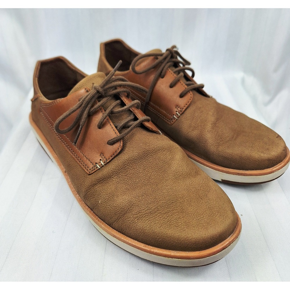 Olukai Kalia Li Mens 11.5 Tan Brown Leather Casual Lace Up Sneakers